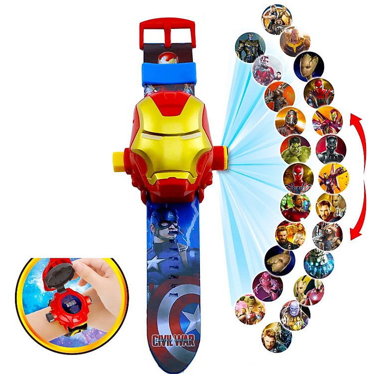 Đồng hồ điện tử chiếu 24 hình 3D người sắt