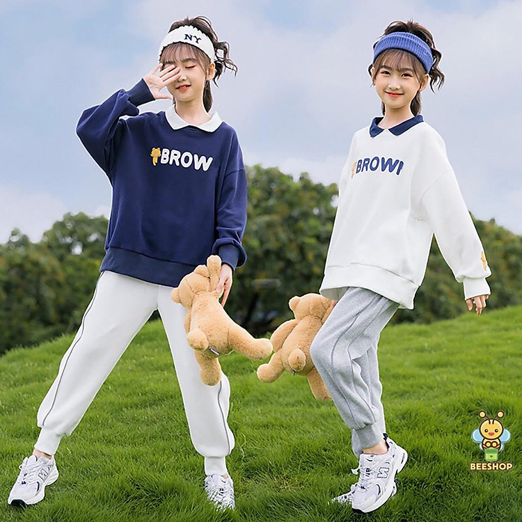 Bộ đồ thu đông cho bé gái set quần áo trẻ em cao cấp 5 14 tuổi