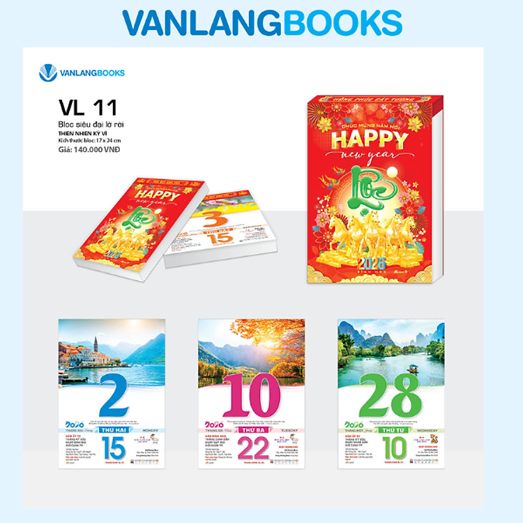 Lịch 2026 Bloc Siêu Đại Lỡ Rời – Thiên Nhiên Kỳ Vĩ | Lịch Tết Treo Tường Vanlangbooks | Mã: VL11