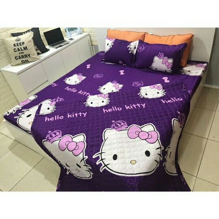 Chăn hè Cotton Poly kitty tím