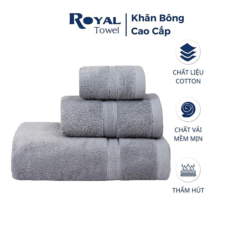 Khăn Tắm Gội Đầu Lau Mặt ROYAL TOWEL Dùng Cho Gia Đình Spa Khách Sạn 100% Cotton Thấm Hút Không Ra Màu