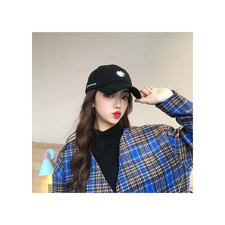 Nón Lưỡi Trai GD Thêu Hoa Cúc Trắng Chất Vải Kaki Cotton