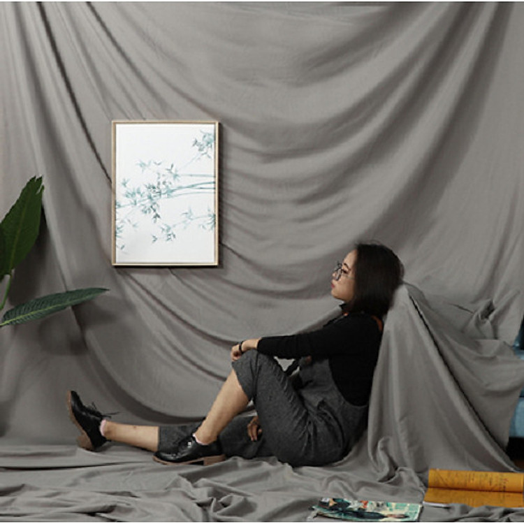 Phông vải đơn sắc màu xám 2.5x3m