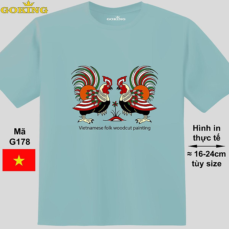 Chọi gà, mã G178. Áo thun in tranh Đông Hồ siêu đẹp cho nam nữ, cặp đôi. Hãy tỏa sáng như kim cương, qua chiếc áo phông Goking siêu hot cho nam nữ trẻ em, cặp đôi, gia đình, đội nhóm