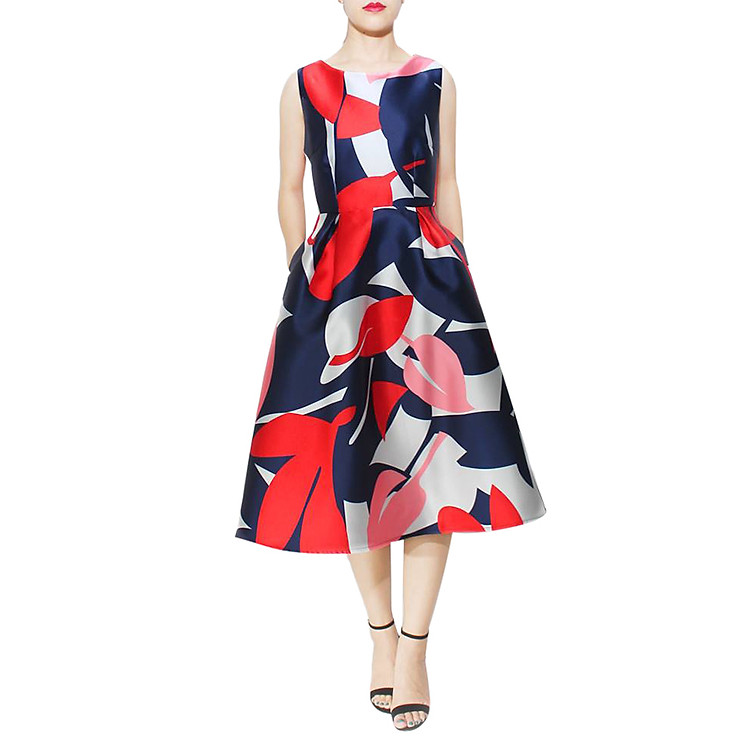 Đầm Phi Xoè Họa Tiết Lá To Ember Spirit - Xanh