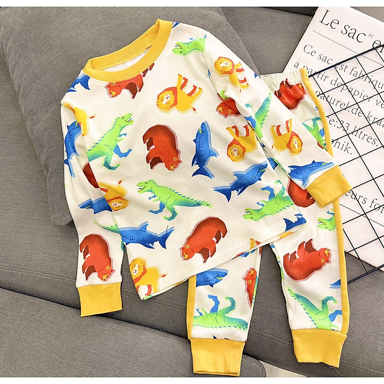 Đồ bộ bé trai, bộ ngủ dài tay cho bé trai size 8-25KG chất thun cotton mềm mịn mát