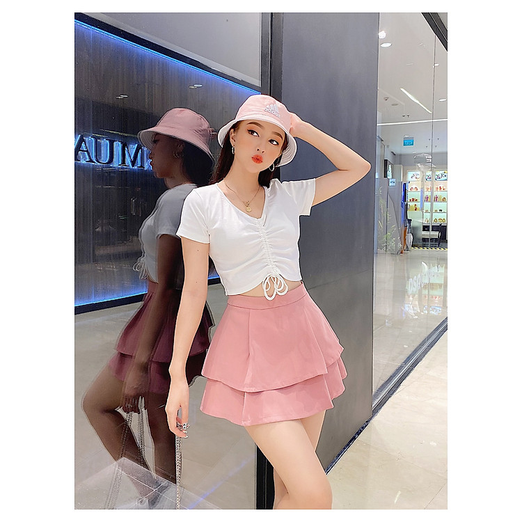 Áo thun nữ croptop thiết kế dây rút cá tính THỎ TÂY