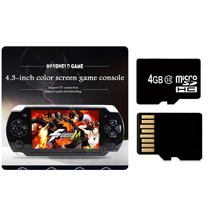 Máy chơi game cầm tay X6 màn hình 4.3 inch game NES-SNES-GBC-GBA-SMC tích hợp sẵn 1000 trò (máy mới kèm thẻ 4G Class 10)