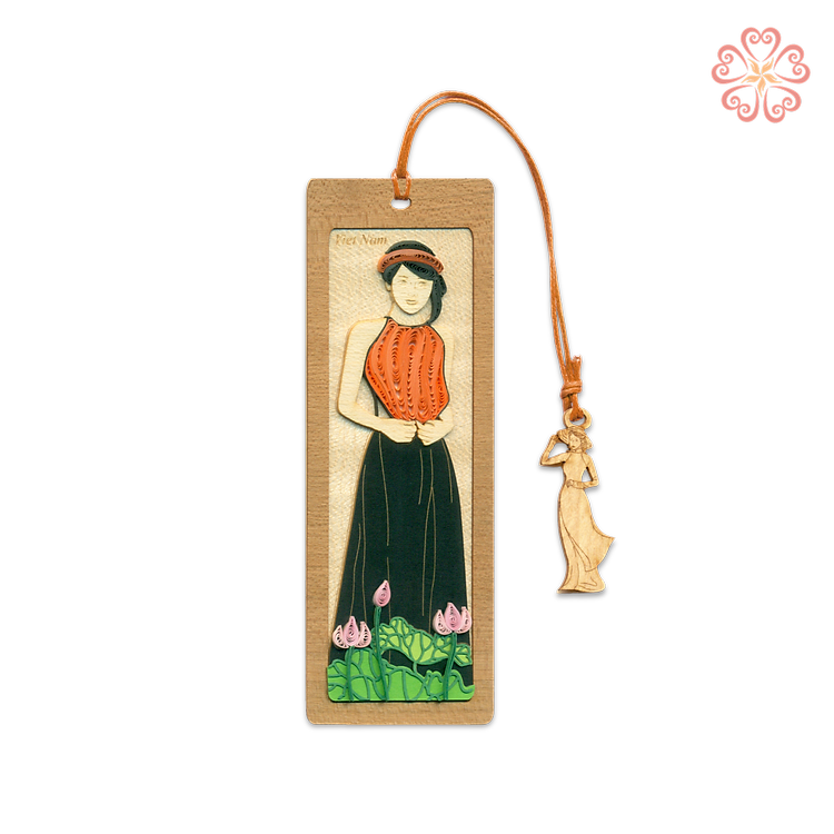 Bookmark Giấy Xoắn Nghệ Thuật - Thiếu Nữ Áo Yếm Cam - Woman in Orange Yem - Việt Nam - Việt Net - VN6BM412011E1