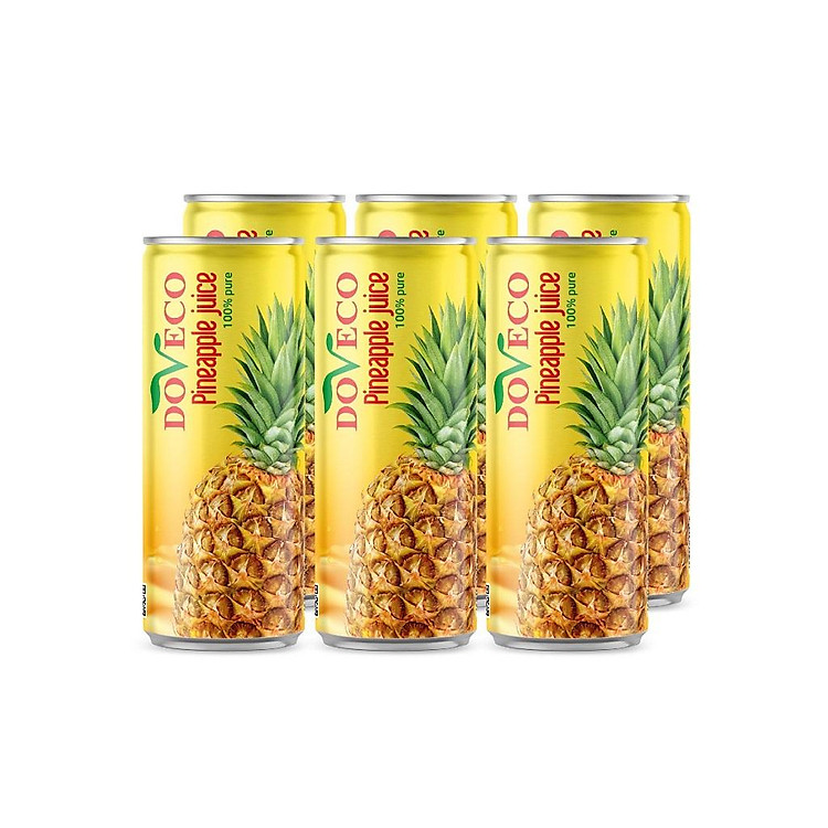 Combo 6 lon Nước dứa nguyên chất Doveco 330ml