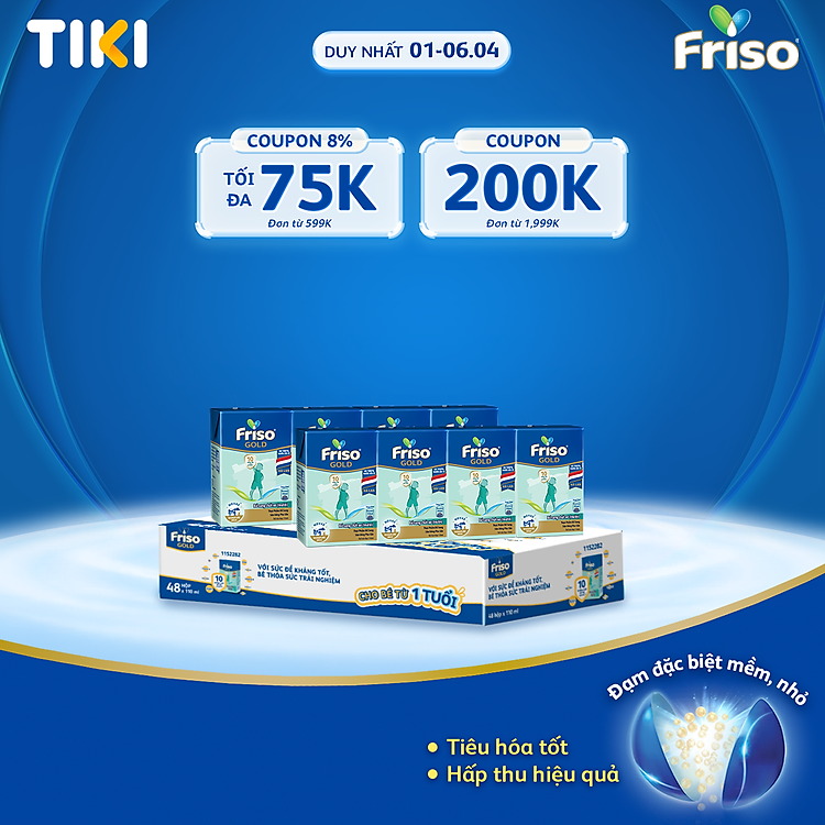 Tìm mua tại Avakids:Thùng 48 Hộp Sữa Friso Gold Vani, tràn ngập Khuyến mãi, Ưu đãi