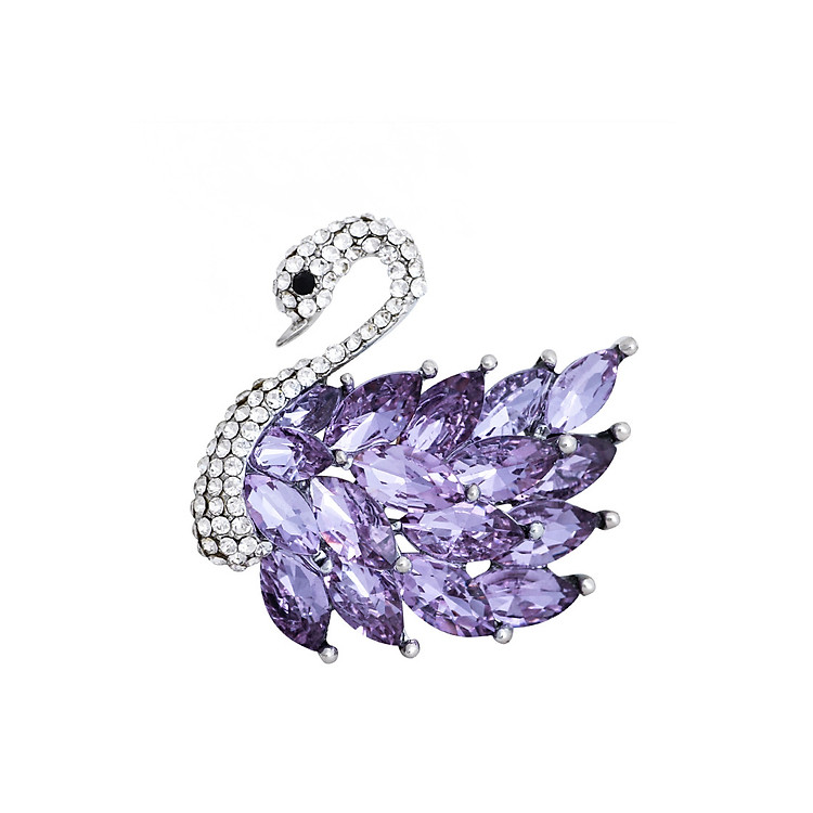 Trâm Cài Áo Thiên Nga Đính Đá Sapphire Dịu Dàng Nữ Quí Phái