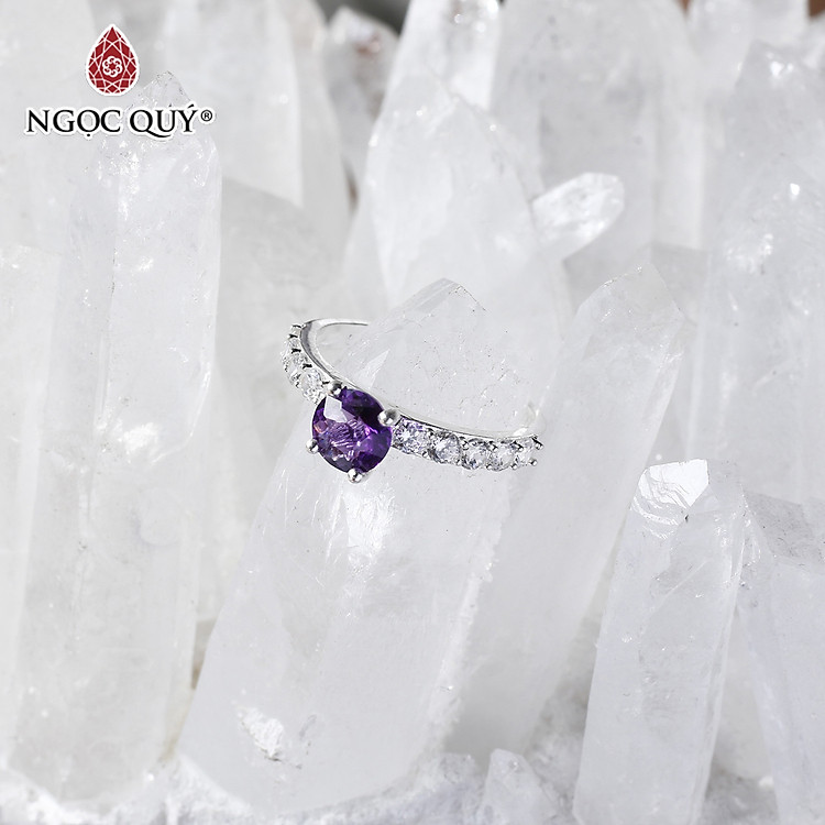 Nhẫn bạc nữ đá thiên nhiên - Ngọc Quý Gemstones - Thạch anh tím - Ni 18
