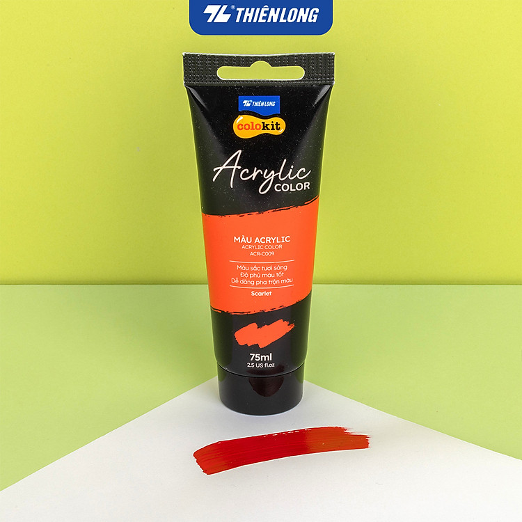 Màu Nước Acrylic Dạng Tuýp 75ml Thiên Long Colokit ACR-C009 - Đỏ - Ảnh 7