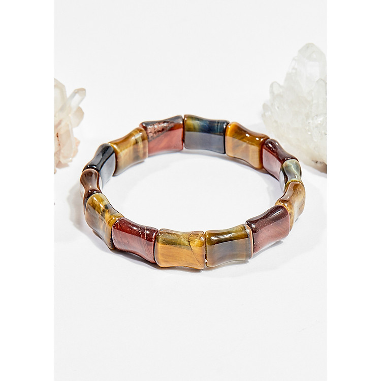 Vòng tay phong thủy đốt trúc đá mắt hổ 16x12mm mệnh hỏa , thổ - Ngọc Quý Gemstones