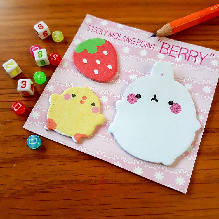 Giấy Ghi Chú Note Phân Trang Molang & Piu Piu Tặng Kèm Bút Chì - Berry