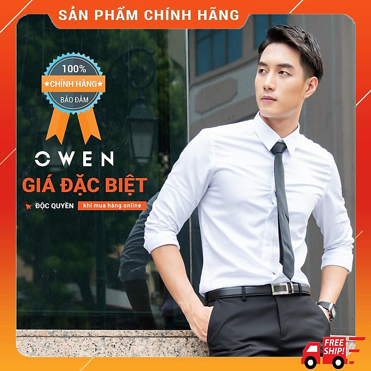 OWEN - Áo sơ mi trắng dài tay Owen chất sồi siêu mềm mịn (Regularfit / Slimfit)