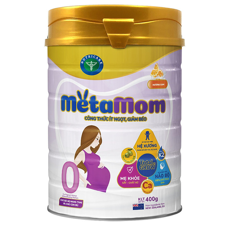 Sữa bột Nutricare MetaMom ít ngọt hỗ trợ giảm béo chăm sóc toàn diện cho mẹ bầu & cho con bú (400g)
