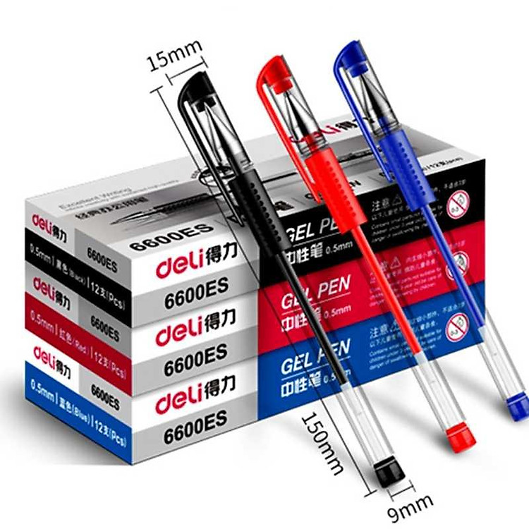 Bút gel nắp đậy 0.5mm Deli (Đen)
