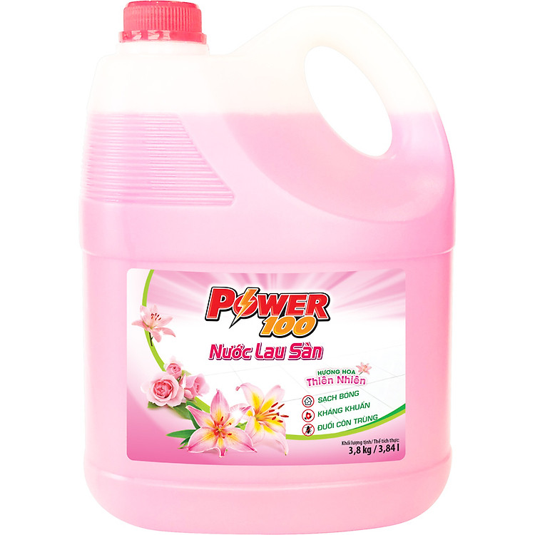 Nước Lau Sàn POWER100 Tinh Dầu Hoa Thiên Nhiên 3.5KG