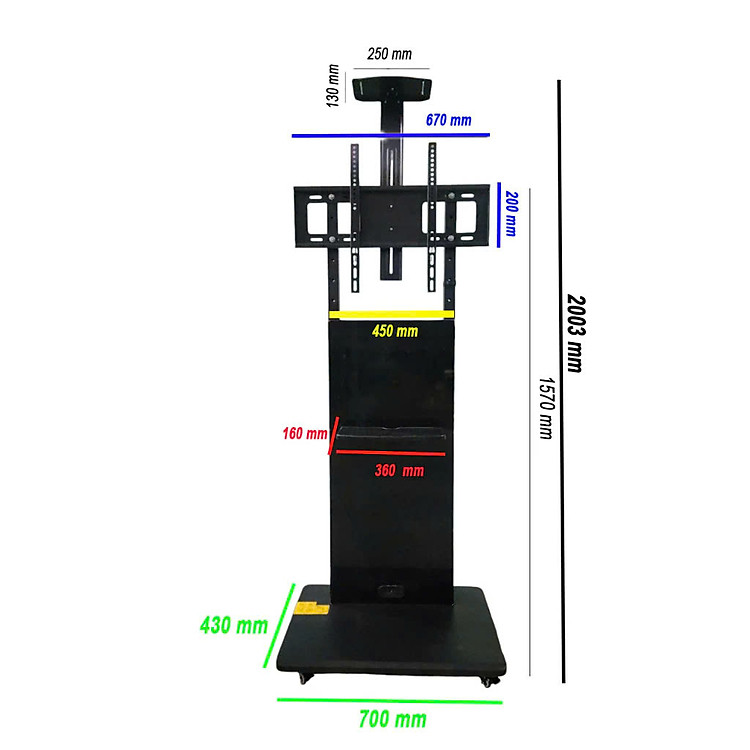 Khung Treo Tivi Di Động T60 (Tối Đa 70 inch) – Giải Pháp Linh Hoạt Cho Phòng Học, Studio, Văn Phòng - Hàng nhập khẩu