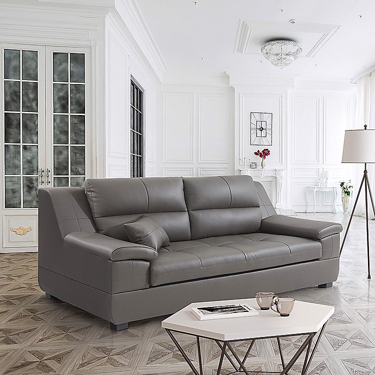 GHẾ SOFA DA THẬT 3 CHỖ NGỒI KÈM ĐÔN SF309A - nội thất Hàn Quốc Dongsuh Furniture