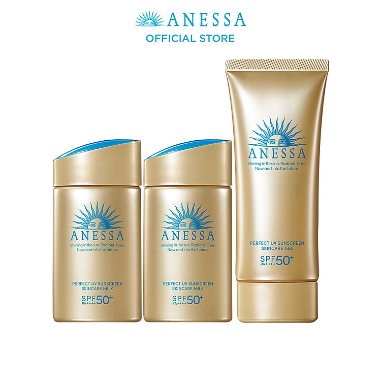 Bộ sản phẩm Kem chống nắng dưỡng da bảo vệ hoàn hảo (Anessa Gold Milk 60ml x2 + Gold Gel 90g)