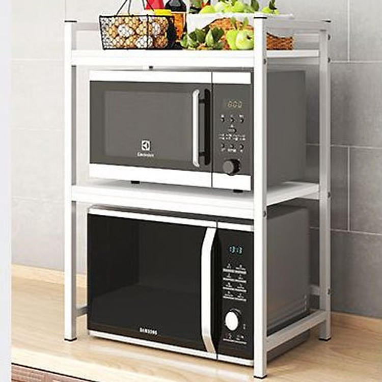 Kệ lò vi sóng đa năng HG FURNITURE Chân sắt sơn tĩnh điện,mặt ván công nghiệp loại 2 tầng