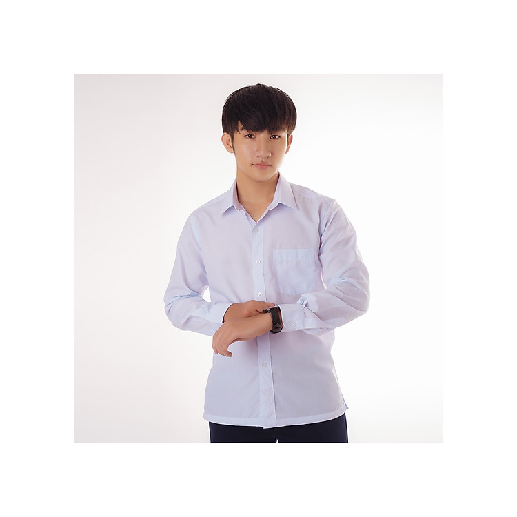 Áo sơ mi nam Amazing, sơ mi trắng, sơ mi học sinh, áo trắng học sinh, sơ mi tay dài, vạt ngang, vải kate silk mềm mại thoáng mát 40501-3001