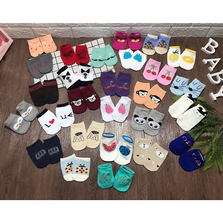 Set 10 Đôi Tất Chống Trượt Co Dãn Cho Bé (Giao Ngẫu Nhiên)