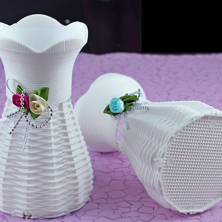 Giỏ hoa tròn Handmade giả mây trang trí