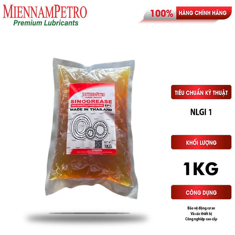 Mỡ Bôi Trơn MiennamPetro Sinogrease Lithium EP1 NLGI 1 1KG Bảo Vệ Ô Tô Công Nghiệp Cao Cấp