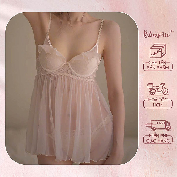Váy Ngủ Ren Bèo Nữ Tính (Không kèm áo choàng) - B.Lingerie