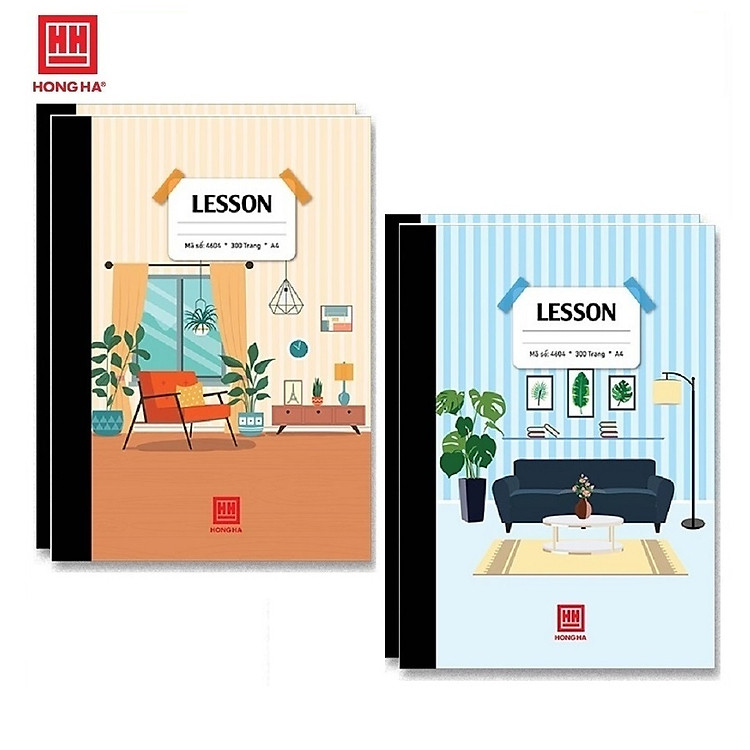 Lốc sổ bìa bồi A4 Lesson Hồng Hà may gáy kẻ ngang có lề 4603 / 4604 Kích thước: 210 * 297 (±2mm)