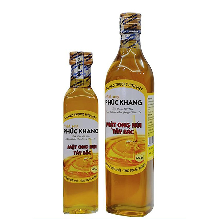 2 chai Mật ong nguyên chất hoa rừng tây bắc Phúc Khang (720g + 350g ) - Hàng Chính Hãng - Mật ong sạch , mật ong cao cấp đạt tiêu chuẩn xuất khẩu - Bồi bổ cơ thể , tăng sức đề kháng