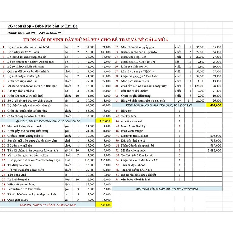 Combo sinh cho mẹ và bé gái 2GACONSHOP Chính hãng Giá tốt - Hình ảnh 2