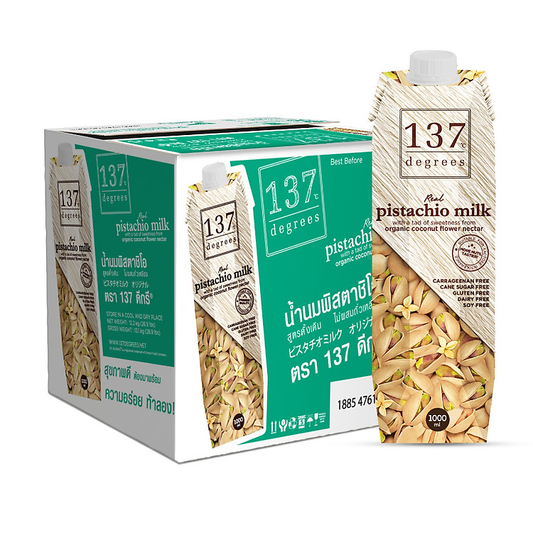 Thùng Sữa Hạt Dẻ Cười Nguyên Chất 137 Degrees ( 1000ML x 12 Hộp)