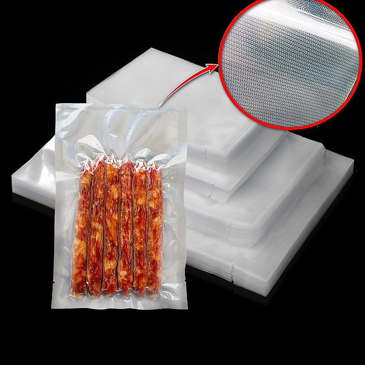 100 Túi Hút Chân Không Thực Phẩm Một Mặt Nhám Một Mặt Trơn Dạng Hạt Mịn Hàng Chính Hãng