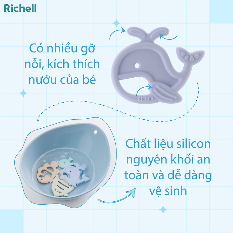 Gặm nướu silicone Richell - Cá voi Chính hãng Tiết kiệm - Hình ảnh 2