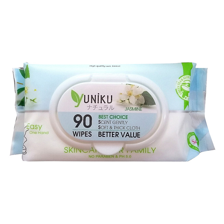 Khăn Ướt Yuniku Max Cool Hương Hoa Nhài Nhẹ Nhàng (90 Tờ)
