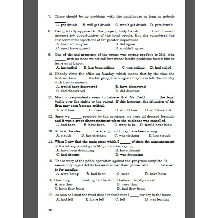 Câu Hỏi Trắc Nghiệm Chuyên Đề Ngữ Pháp Tiếng Anh Tài Liệu Ôn Thi THPT Quốc Gia - Ảnh 7
