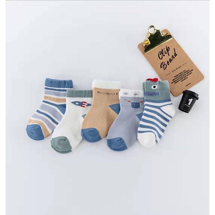 Set 5 Đôi Tất Cao Cấp 100% Cotton Cho Bé