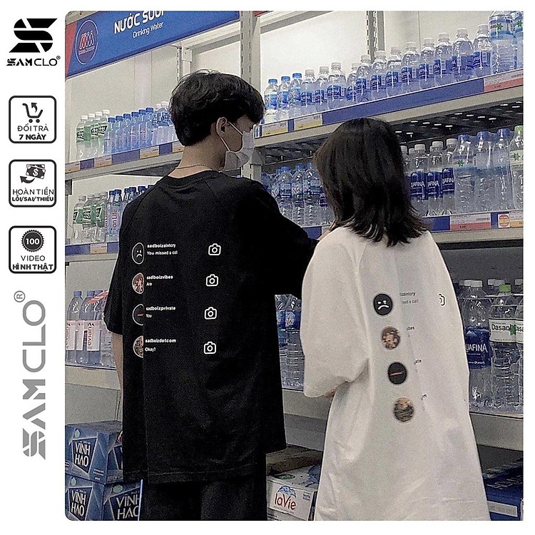 Áo thun nam nữ tay lỡ SAM CLO form rộng Unisex, mặc cặp, nhóm sadboiz SADTAGRAM TEE LOGO - 80% COTTON
