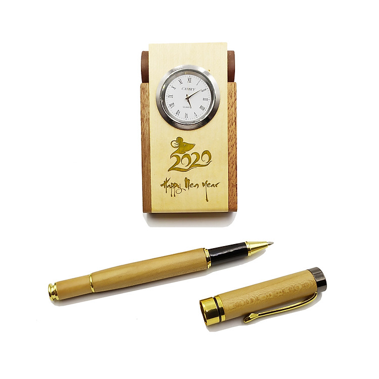 Hộp cắm viết & Bút gỗ cao cấp - Chủ Đề Năm Mới