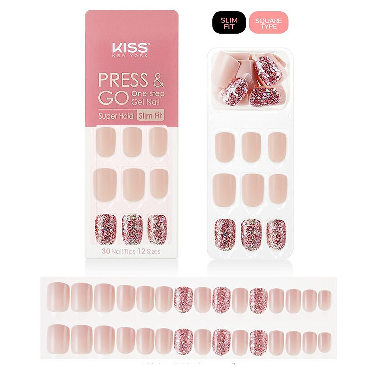 Bộ 30 Móng Tay Gel Tự Dán Press & Go Kiss New York Nail Box - Romantic Dream (KPNS11K)