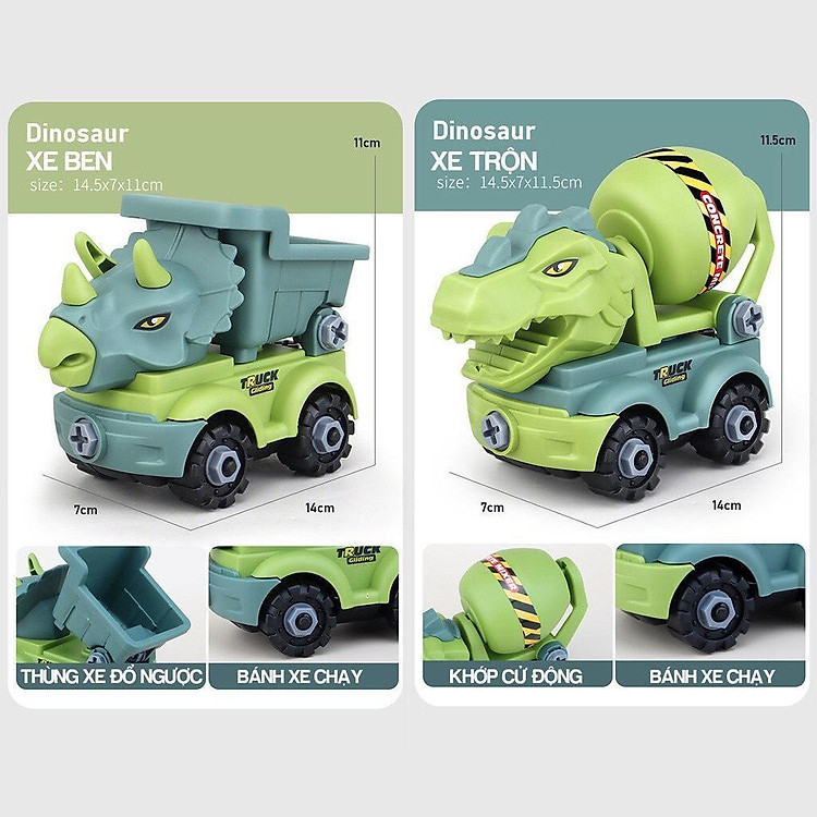 Bộ Lắp Ráp 4 Xe Khủng Long Chính hãng Tiết kiệm - Hình ảnh 4