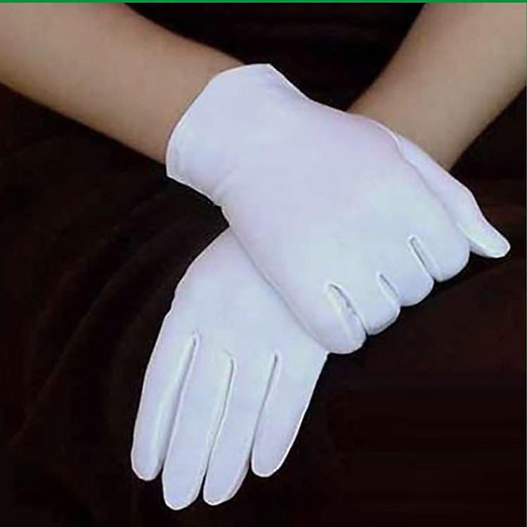 Bao tay trắng, găng tay vải Cotton, thun Poly. lễ tân, sự kiện, kiểm định. Gói 12 đôi