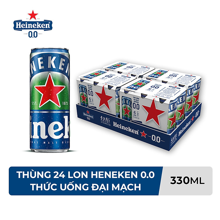 Thùng 24 Lon Thức Uống Đại Mạch Heineken 0.0 330ml