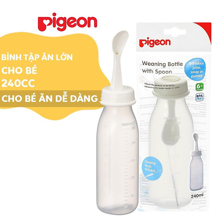Mua Bình tập ăn Pigeon 120ml/240ml UnMei Chính hãng Giá rẻ - Hình ảnh 5