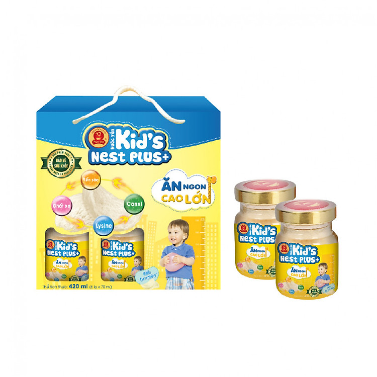 Lốc Nước Yến Trẻ Em Kidsnest Plus+ (6 lọ x 70ml) Tặng 2 Lọ KNP